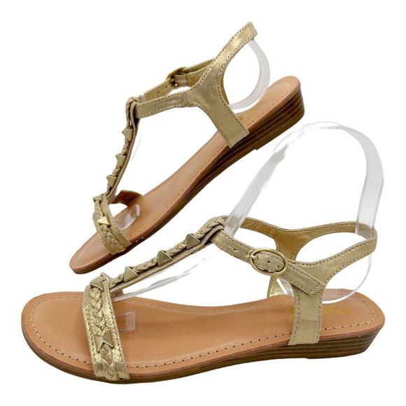 Carlos by Carlos Santana Womens Tuscan Gold‎ Metallic Flat Sandals Shoes 7.5 - Picture 2 of 12